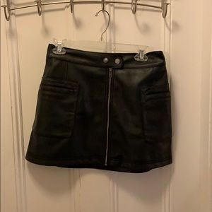 Black leather mini free people skirt